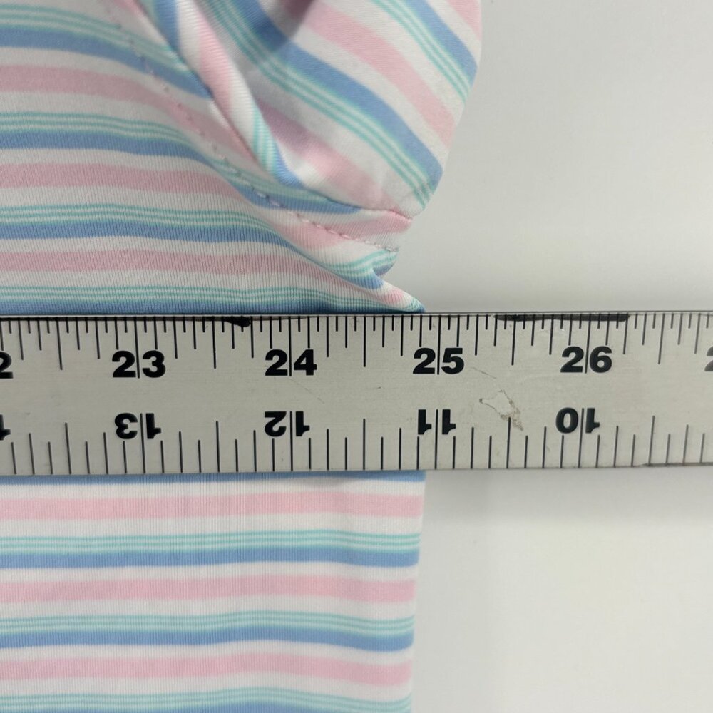 Peter Millar Mens Blue/Pink Striped Logo Summer Comfort SS Performance Polo XL - Picture 6 of 9
